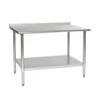 image of Eagle Group BPT-2448B-UT 48" Open Base Work Table with Undershelf, 1-1/2" Backsplash / 16 Gauge Top