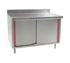 image of Eagle Group CBH2460SEM-BS 60" Cabinet Base Hinged Doors Work Table with Backsplash / Marine Edge