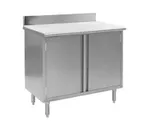 image of Eagle Group CBH2484SE-BS 84" Cabinet Base Hinged Doors Work Table with Backsplash & 4 Doors