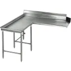 image of Eagle Group CDTCIL-60-16/4 Clean "L" Shaped Dishtable w/ Island Design, Left Table, 8" Backsplash