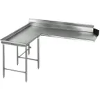 image of Eagle Group CDTCIL-72-16/4 Clean "L" Shaped Dishtable w/ Island Design, Left Table, 8" Backsplash