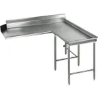 image of Eagle Group CDTCIR-60-16/4 Clean "L" Shaped Dishtable w/ Island Design, Right Table, 8" Backsplash