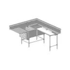 image of Eagle Group CFNP2840-2-24R-48TL 81" Two Compartment Sink, 28"W x 20"L Bowl With Left-Hand Drainboard