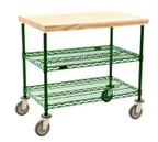 image of Eagle Group DC2436V Gray Epoxy Utility Cart w/ 2 Shelf and Butcher Block Top - 36" x 24"