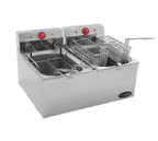image of Eagle Group EF102-240-X Split Pot Countertop Electric Fryer w/ (2) 15-lb Fry Pots, 2 Fry Baskets