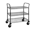 image of Eagle Group EU3-1824Z EAGLEbrite Zinc Open Base 3 Shelf Utility Cart w/ 2 Handle - 24" x 18"