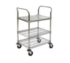 image of Eagle Group EU3-1836CS Utility Cart w/ 1 Solid Stainless Steel Shelf, 2 Chrome Wire Shelves