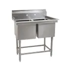 image of Eagle Group FN2032-2-14/3 39" Two Compartment Sink, 16"W x 20"L Bowl Without Drainboard