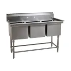 image of Eagle Group FN2048-3-14/3 57" Three Compartment Sink, 16"W x 20"L Bowl Without Drainboard