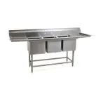 image of Eagle Group FN2060-3-36-14/3 138" Three Compartment Sink, 20"W x 20"L Bowl With 2 Drainboards