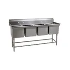 image of Eagle Group FN2064-4-14/3 75" Four Compartment Sink, 16"W x 20"L Bowl Without Drainboard