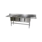 image of Eagle Group FN2080-4-24-14/3 136" Four Compartment Sink, 20"W x 20"L Bowl With 2 Drainboards 