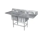 image of Eagle Group FN2448-2-30L-14/3 83" Two Compartment Sink, 24"W x 24"L Bowl With Left-Hand Drainboard