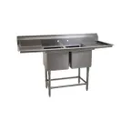 image of Eagle Group FN2840-2-36L-14/3 81" Two Compartment Sink, 20"W x 28"L Bowl With Left-Hand Drainboard