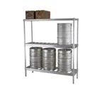 image of Eagle Group KR1842A 42" Aluminum Beer Keg Rack with 4 Kegs Capacity and 2 Shelves