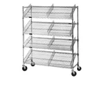 image of Eagle Group M1824BL-4 4 Shelf Angled Merchandising & Display Rack / Cart - Black Epoxy