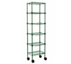 image of Eagle Group MC1436-54-4VG NSF Green Epoxy 4-Shelf Aisle Merchandising Cart - 36" x 14" x 54"