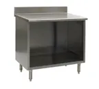 image of Eagle Group OB2496SE-BS Cabinet Base Open Front Work Table with Backsplash, 96"W x 24"D 
