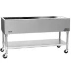 image of Eagle Group PCP-4 66" Mobile Serving Counter, Ice-cooled Cold Food Table with Galvanized, (4) Pan