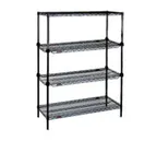 image of Eagle Group RS4-74-A1448BL Black Epoxy 4-Tier Stationary Add-A-Shelf Starter Unit - 48"W x 14"D x 74"H