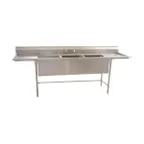 image of Eagle Group S14-20-3-24-SL-X 115" Three Compartment Sink, 20"W x 20"L Bowl With 2 Drainboards