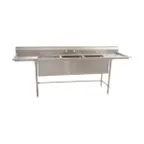 image of Eagle Group S14-20-3-24R-SL 95" Three Compartment Sink, 20"W x 20"L Bowl w/Right-Hand Drainboard