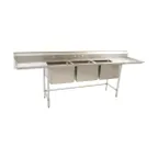 image of Eagle Group S16-20-3-18R-X 89" Three Compartment Sink, 20"W x 20"L Bowl w/Right-Hand Drainboard