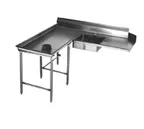 image of Eagle Group SDTCIL-84-16/4 Soiled "L" Shaped Dishtable w/ Left Table, Island Design, 8" Backsplash