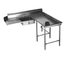 image of Eagle Group SDTCIR-60-14/3 Soiled "L" Shaped Dishtable w/ Right Table, Island Design, 8" Backsplash