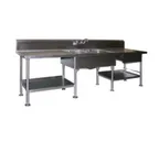 image of Eagle Group SMPT30144 144" Prep Table Sink Unit, 2 Bowl on Center with Drawer & Faucet - 14 Gauge