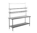 image of Eagle Group T3048SB-FM-PL-X 48" Open Base Work Table w/Undershelf & (2) Overshelves,Flat Top / Flyer
