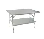 image of Eagle Group T3060F-US Lok-N-Fold Folding Table, Rectangle, 60"W x 30"D, 562 lbs, Stainless Steel Top, Galvanized Snap-On Undershelf