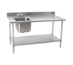 image of Eagle Group T3072SEB-BS-E23L-X 72" Prep Table Sink Unit, Bowl on Left & Faucet / 16 Gauge - Flyer