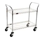 image of Eagle Group U2-2136C Chrome Open Base 2 Shelf Utility Cart w/ 2 Handle - 36" x 21"