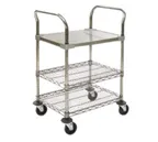 image of Eagle Group U3-2436CS Utility Cart w/ 1 Solid Stainless Steel Shelf, 2 Chrome Wire Shelves
