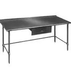 image of Eagle Group UT2448STEB 48" Open Base Work Table with Side & Rear Crossrails, 1-1/2" Backsplash