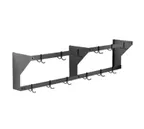 image of Eagle Group WM84PR 84" Stainless Steel Double Bar Wall Mounted Pot Rack with 14 Double Prong Hooks 