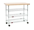 image of Eagle Group WR1840C Hardwood Top Kitchen Wine Cart w/ Hardwood Butcher Block Top
