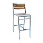 image of emu AB1220 Aluminum Sid Barstool with Wood-Look Aluminum Slat Back & Seat