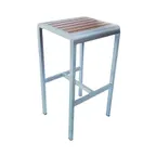 image of emu AB1221 Aluminum Sid Backless Barstool w/ Wood-Look Slat Seat - Indoor / Outdoor
