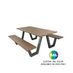 image of emu 1820RAL Sid Rectangular Outdoor Picnic Table - 70" x 72" x 30"H Overall
