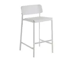 image of emu 253 Shine Stacking Barstool w/ Slat Seat& Solid Back - Indoor/Outdoor