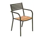 image of emu 267 Segno Stacking Armchair with Steel Slat Pattern Back - Outdoor/Indoor