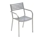 image of emu 268 Segno Stacking Armchair with Steel Slat Pattern Back & Seat - Outdoor/Indoor