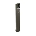 image of emu UVC1 Pole Cigarette Receptacle - 6-1/2" x 6-1/2" x 39-1/2"H, Steel, Grey Brown