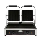 image of Serv-Ware EPG-200GG Double Sandwich Panini Grill w/ 18" x 9" Grooved Plates, 120V