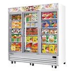image of Everest EMGF69 74" 3 Glass Door Freezer Merchandiser in White, 69 cu. ft.