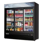 image of Everest EMGR69B 72" Three Doors Merchandiser Refrigerator, Black Exterior, 69 cu. ft.