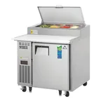 image of Everest EPPR1 35" 1-Section Refrigerated Pizza Prep Table w/ 1 Door, (4) 1/3 Size Pans