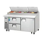 image of Everest EPPR2-D2 71" 2-Section Refrigerated Pizza Prep Table w/ 2 Drawers & 1 Door